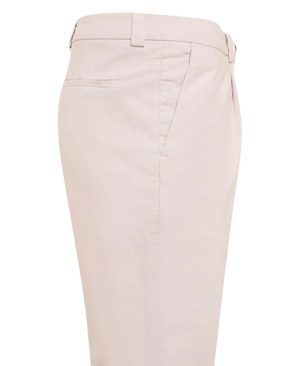 Light Beige Cotton Blend Single Pleat Trouser