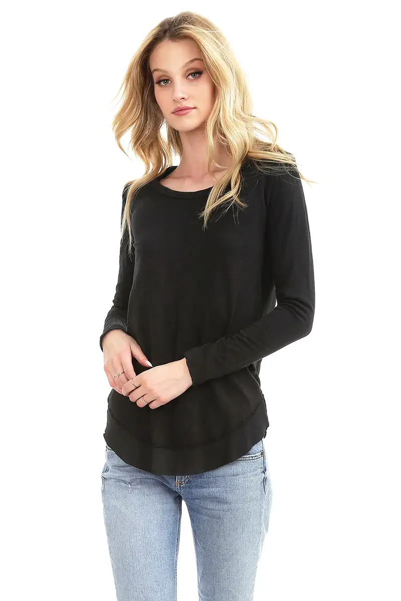 Long Sleeve Round Hem Tee