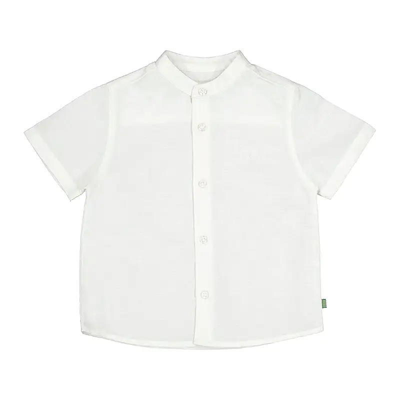 Mayoral Baby Short Sleeve Linen Mandarin Collar Dress Shirt_ 1113-88