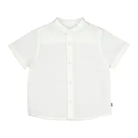 Mayoral Baby Short Sleeve Linen Mandarin Collar Dress Shirt_ 1113-88