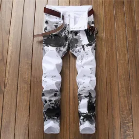 Men's American Style Digital Printing Slim Fit Stretch Skinny Jeans Pants