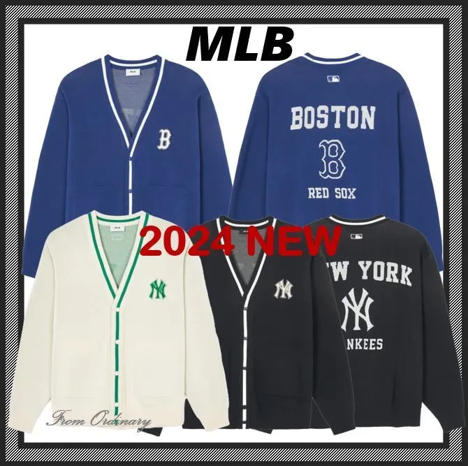 MLB Korea  |Unisex Street Style Long Sleeves Office Style Logo Cardigans