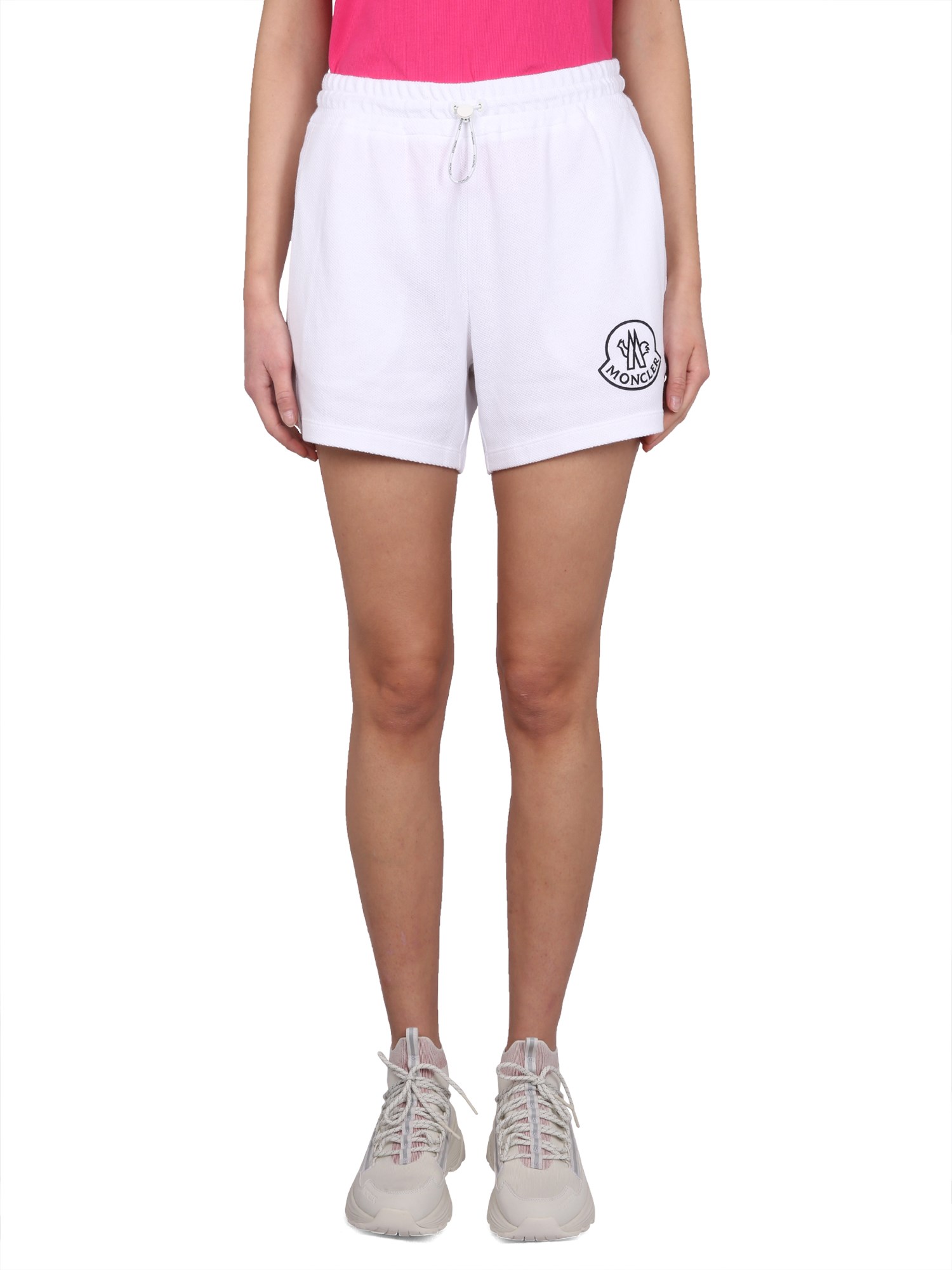 MONCLER    COTTON SHORTS WITH LOGO PATCH