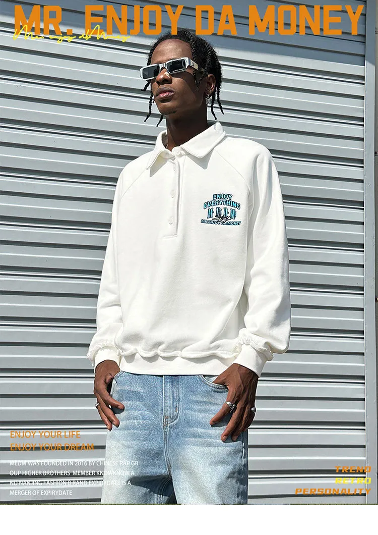 MR. ENJOY DA MONEY  |Unisex Street Style Long Sleeves Polos