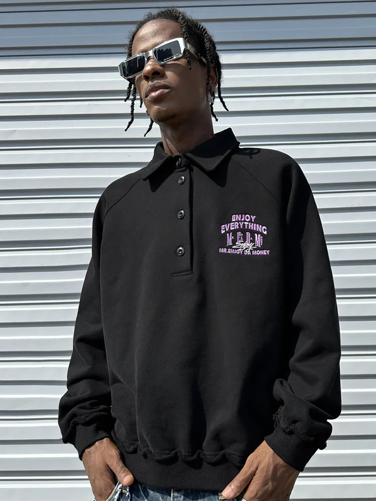 MR. ENJOY DA MONEY  |Unisex Street Style Long Sleeves Polos