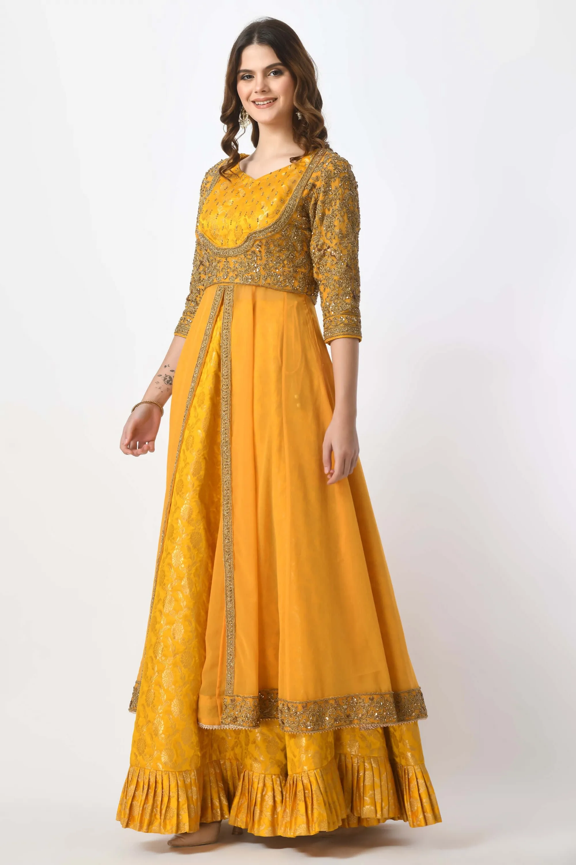 Mustard Yellow Jacket Lehenga Dupatta