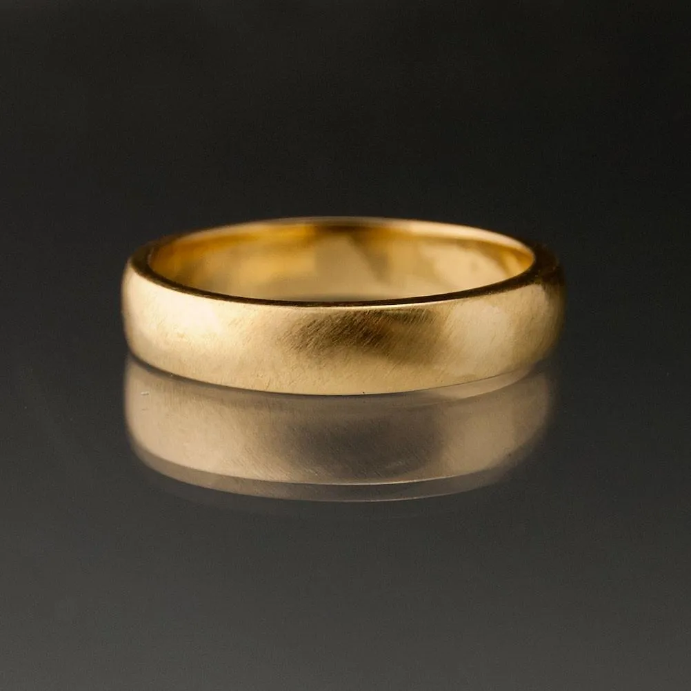 Narrow Domed Yellow or Rose Gold Wedding Band, 2-4mm Width