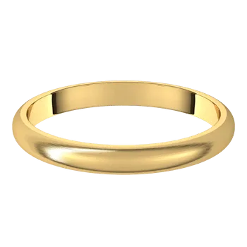 Narrow Domed Yellow or Rose Gold Wedding Band, 2-4mm Width