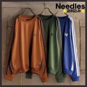 Needles  |Crew Neck Stripes Unisex Blended Fabrics Street Style