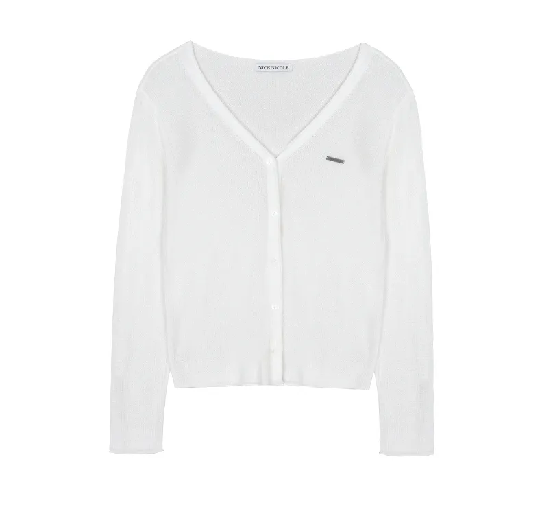 NICK&NICOLE  |Street Style Long Sleeves Plain Logo Cardigans