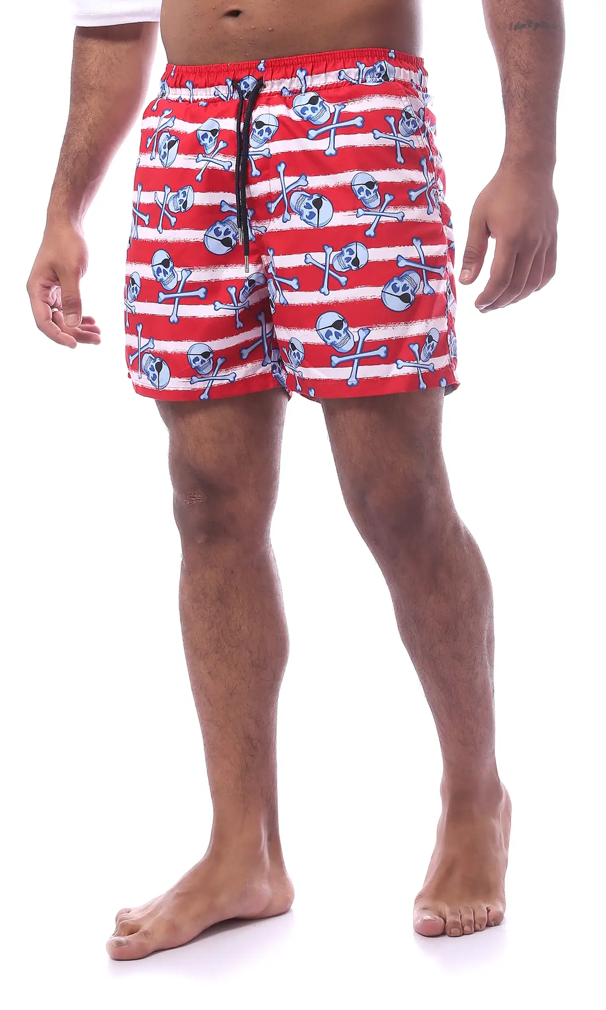 O167853 Printed Swim Shorts With Elastic Waist & Drawstring