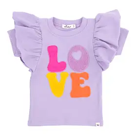 oh baby! Butterfly Short Sleeve Cotton Tee - LOVE applique - Orchid