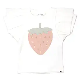 oh baby! Butterfly Short Sleeve Cotton Tee - Strawberry - Cream