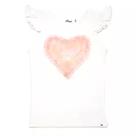 oh baby! Cotton Flutter Tank - Tulle Pastel Rainbow Heart - Cream