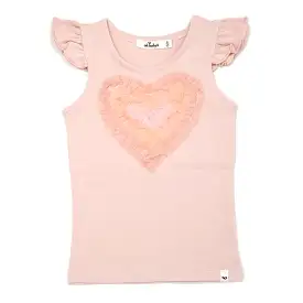 oh baby! Cotton Flutter Tank - Tulle Pastel Rainbow Heart - Pale Pink