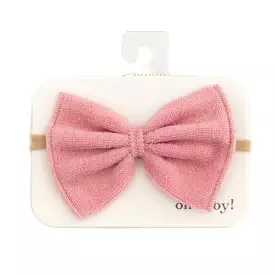 oh baby! Cotton Terry Bow Nylon Headband - Blush