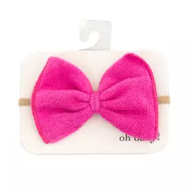 oh baby! Cotton Terry Bow Nylon Headband - Cotton Candy