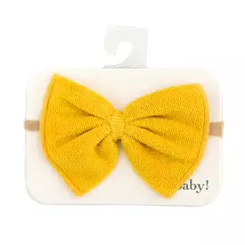 oh baby! Cotton Terry Bow Nylon Headband - Golden