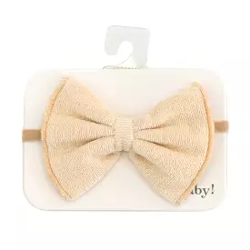 oh baby! Cotton Terry Bow Nylon Headband - Natural