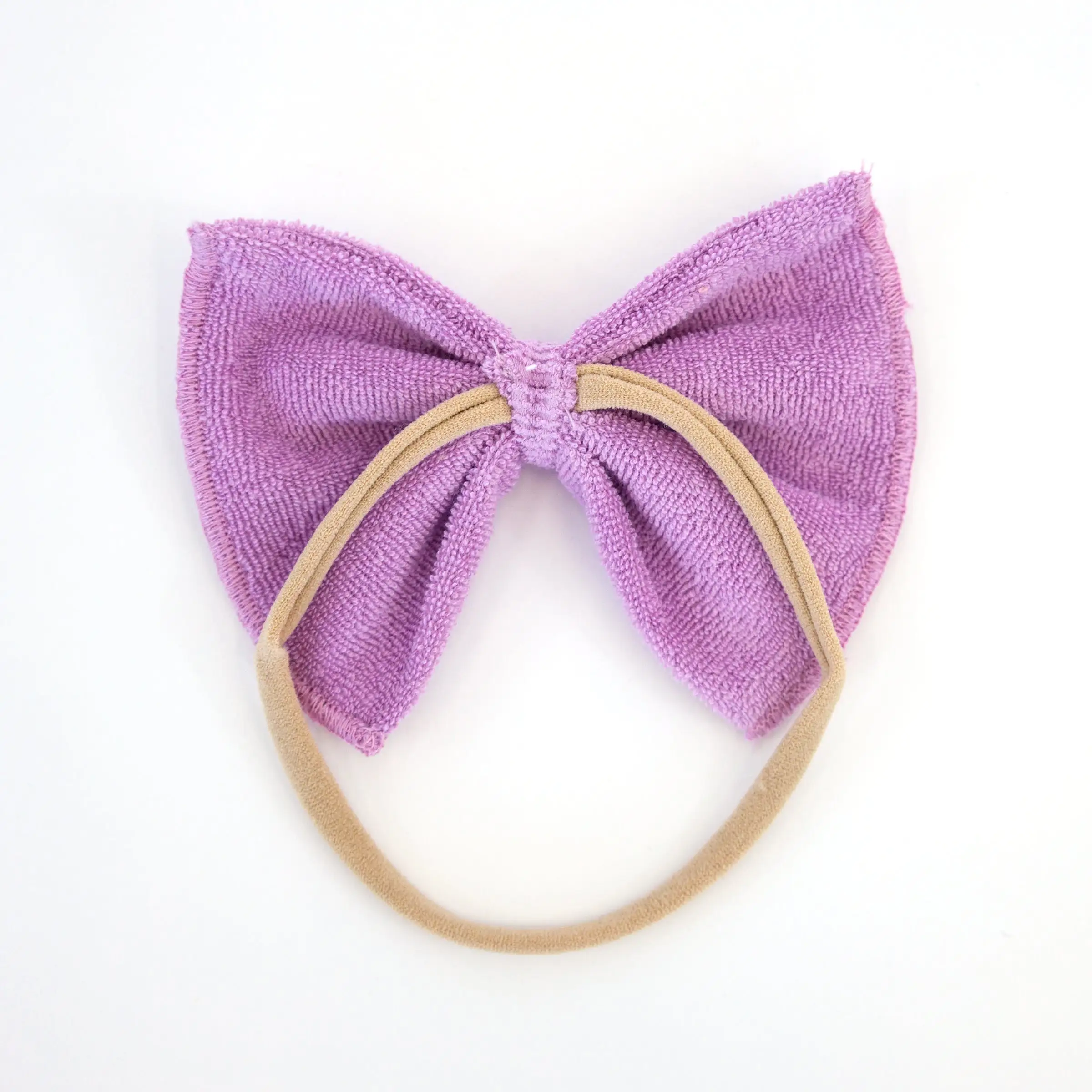 oh baby! Cotton Terry Bow Nylon Headband - Orchid