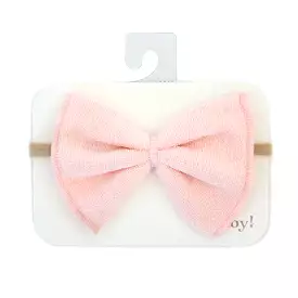 oh baby! Cotton Terry Bow Nylon Headband - Pale Pink