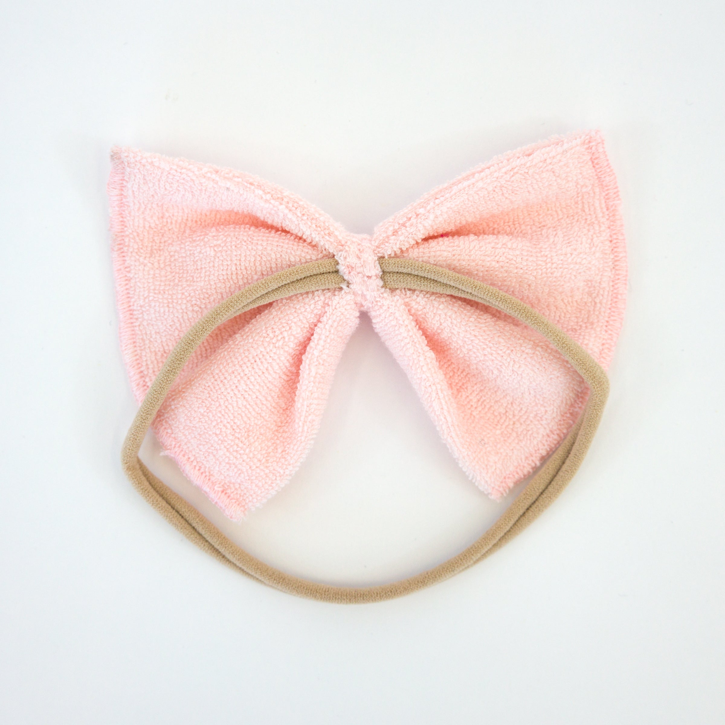 oh baby! Cotton Terry Bow Nylon Headband - Pale Pink