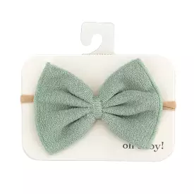 oh baby! Cotton Terry Bow Nylon Headband - Sage