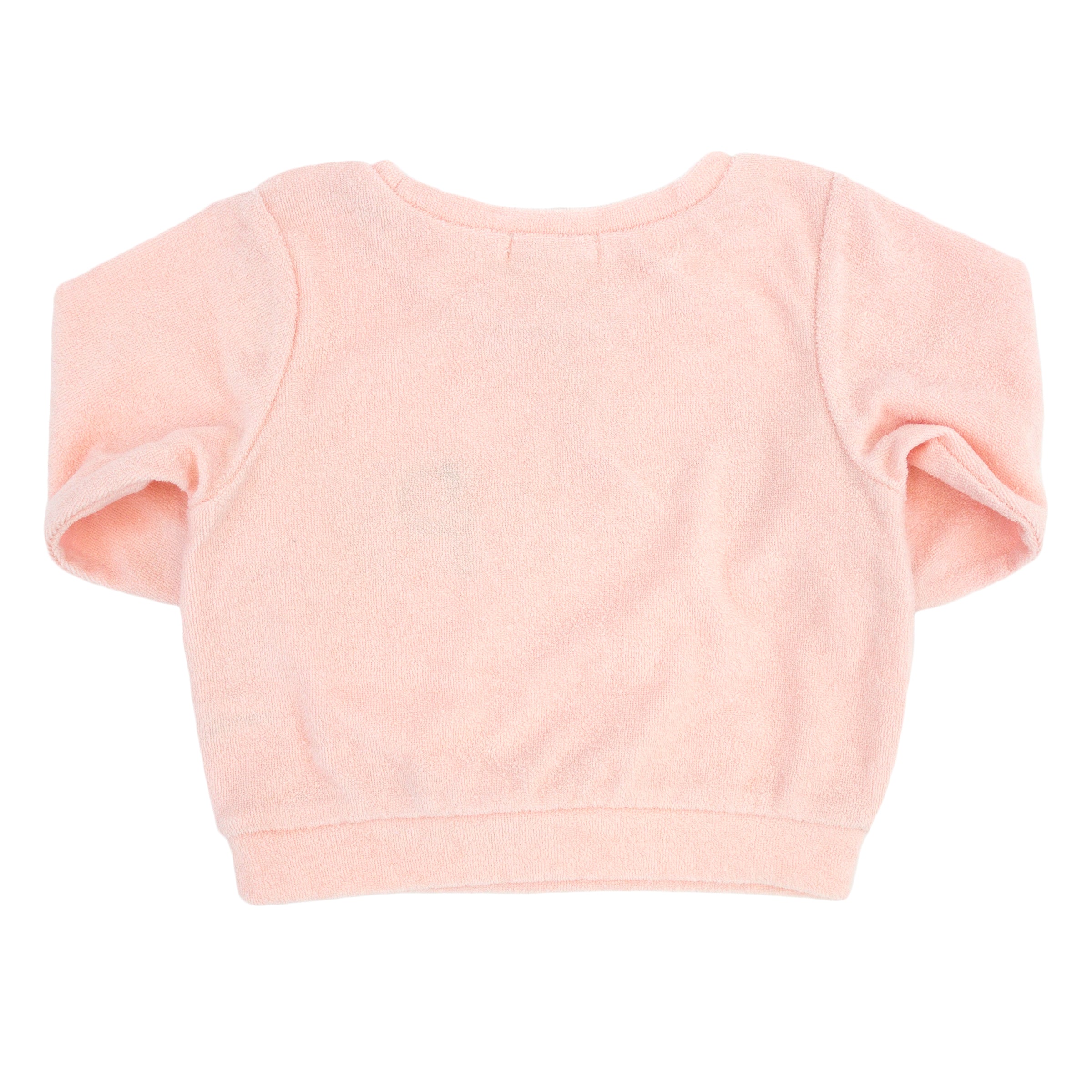 oh baby! Cotton Terry Boxy Sweatshirt - Rainbow happy Applique - Pale Pink