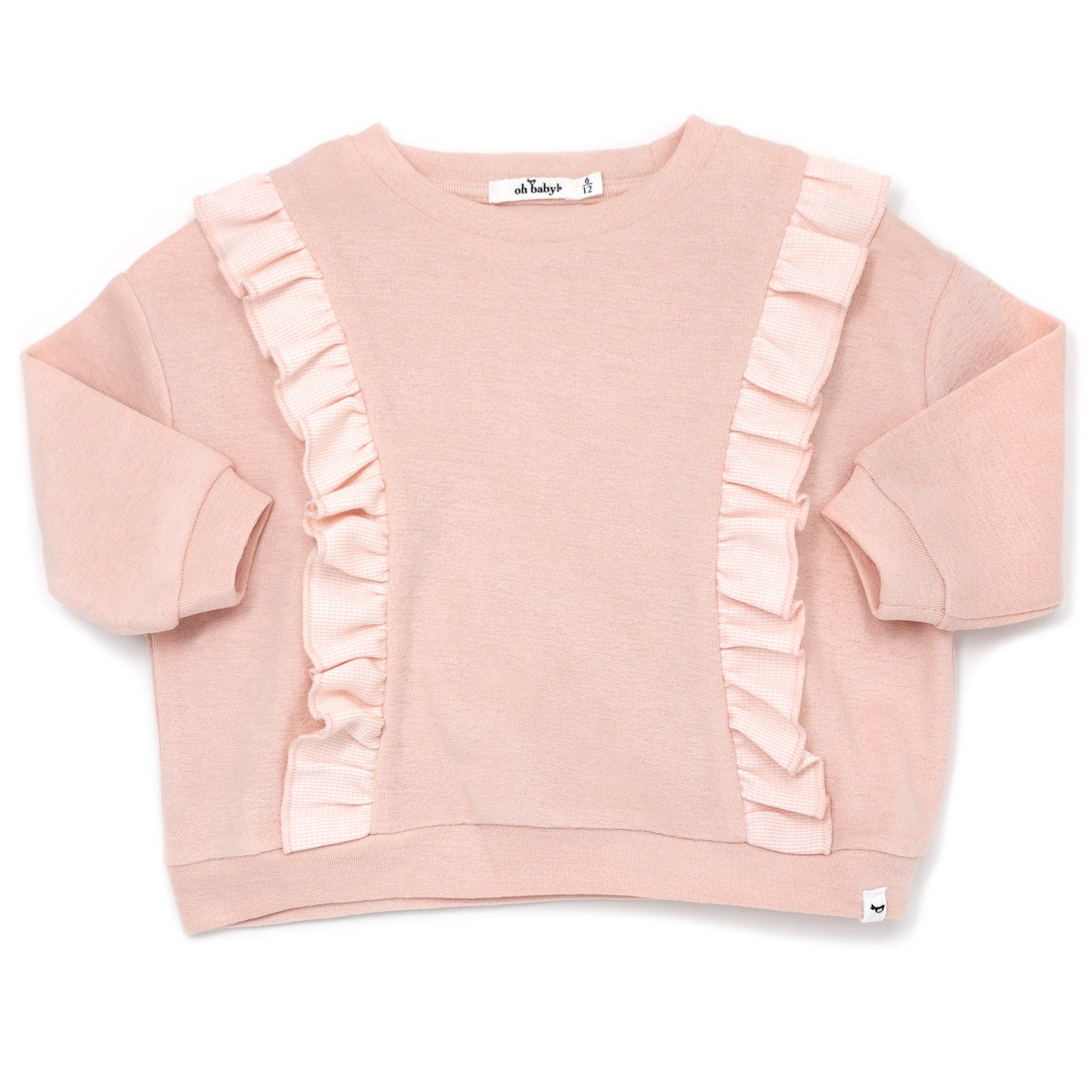 oh baby! Cotton Terry Millie Ruffle Boxy Sweatshirt - Peachy