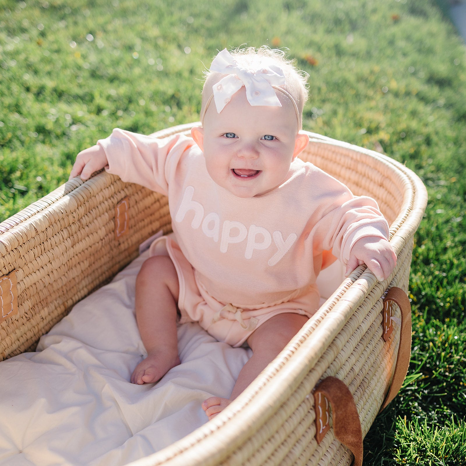 oh baby! Cotton Terry Slouch Boxy Sweatshirt - happy Applique - Peachy