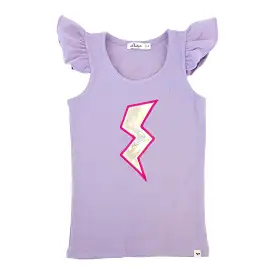 oh baby! Flutter Sleeve Tank - Lightning Bolt Applique - Orchid