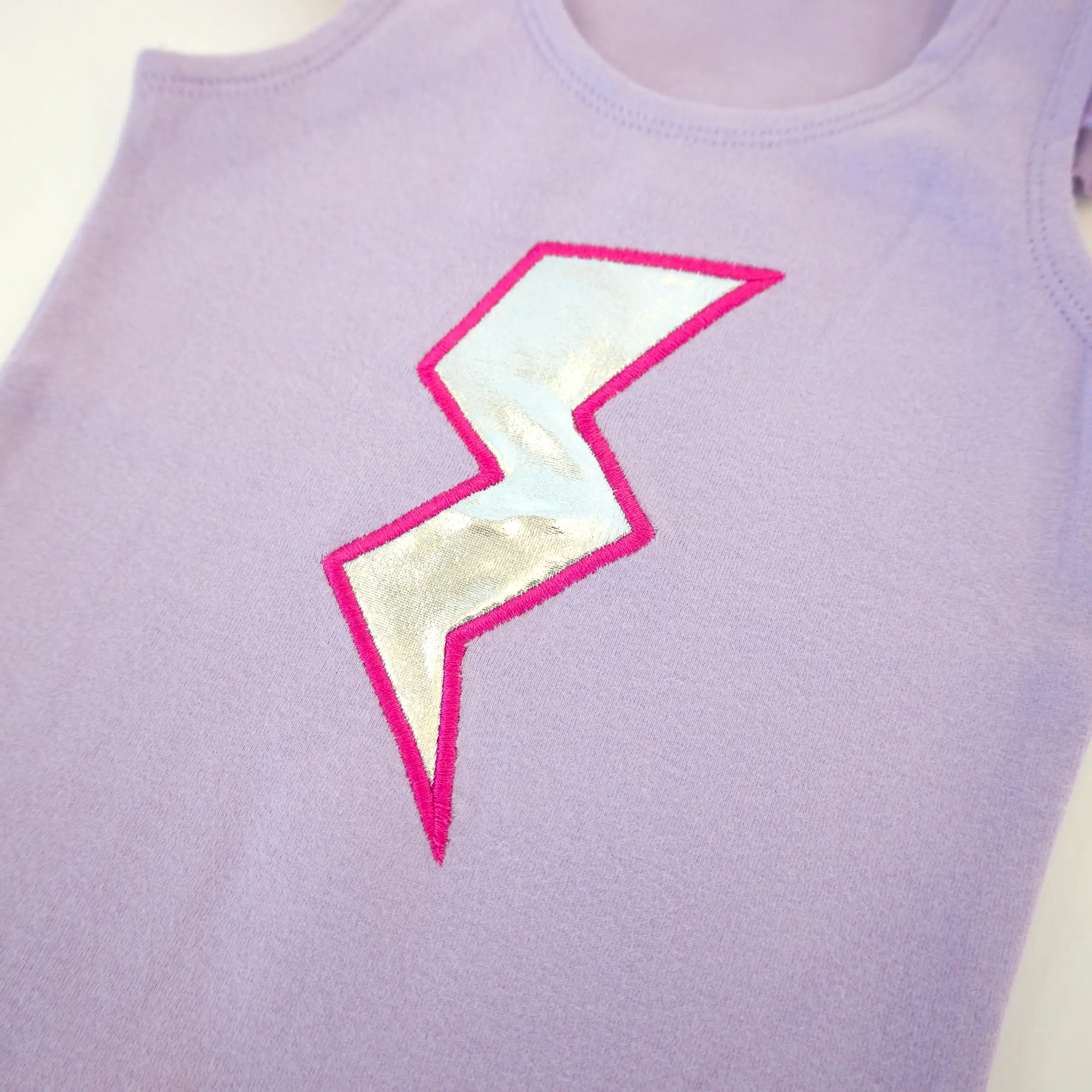 oh baby! Flutter Sleeve Tank - Lightning Bolt Applique - Orchid