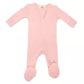 oh baby! Pointelle Zipper Footie - Pale Pink