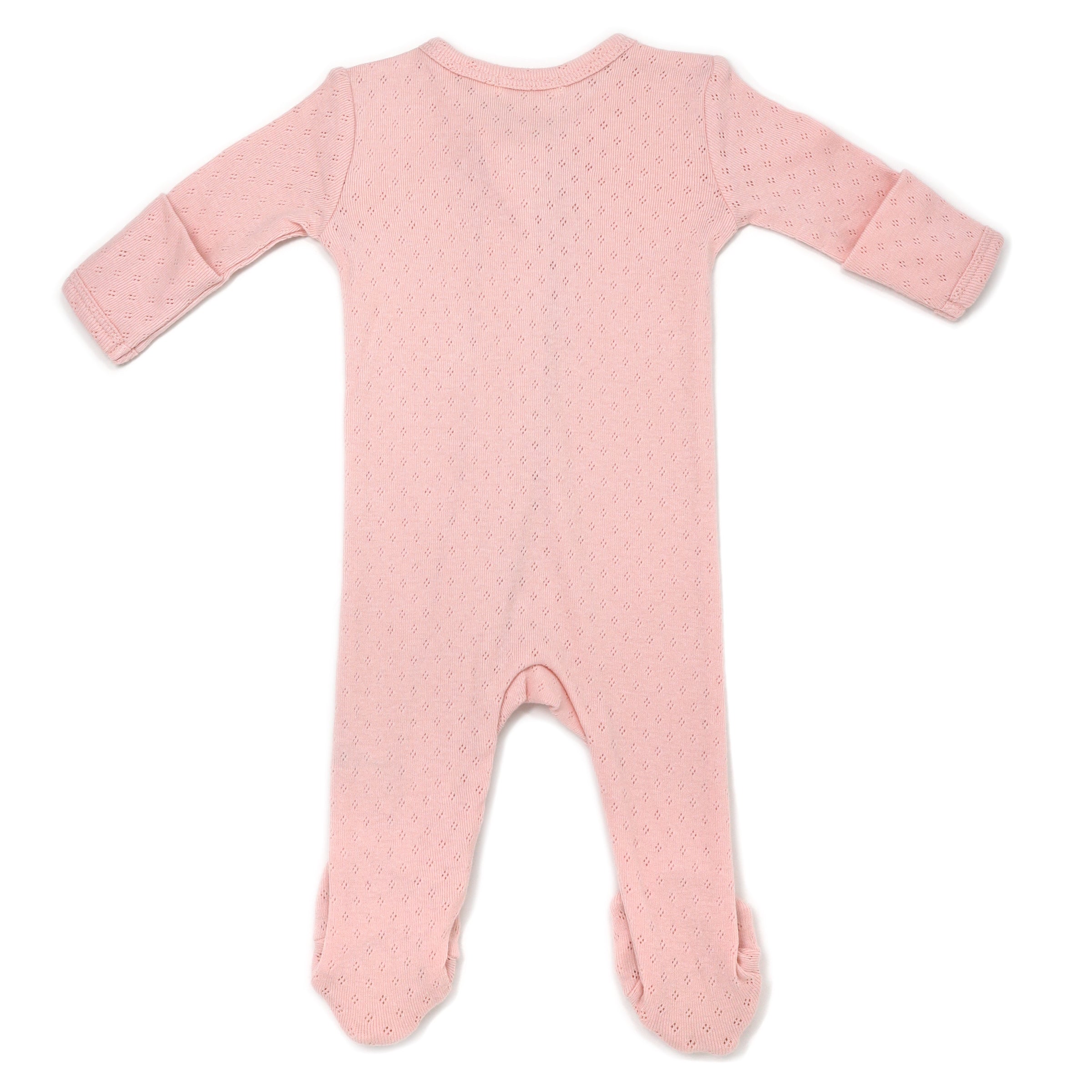 oh baby! Pointelle Zipper Footie - Pale Pink