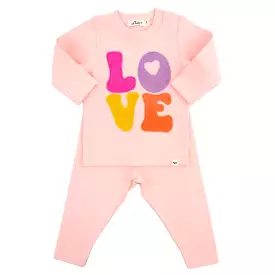 oh baby! Two Piece Set - Cotton Candy LOVE Applique - Pale Pink