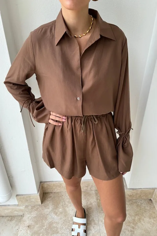 Open Neck Blouse Chocolate