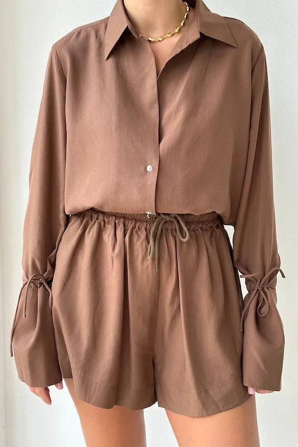 Open Neck Blouse Chocolate