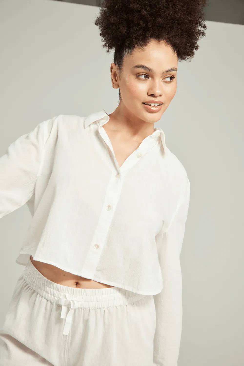 Organic Cotton Cropped PJ Shirt