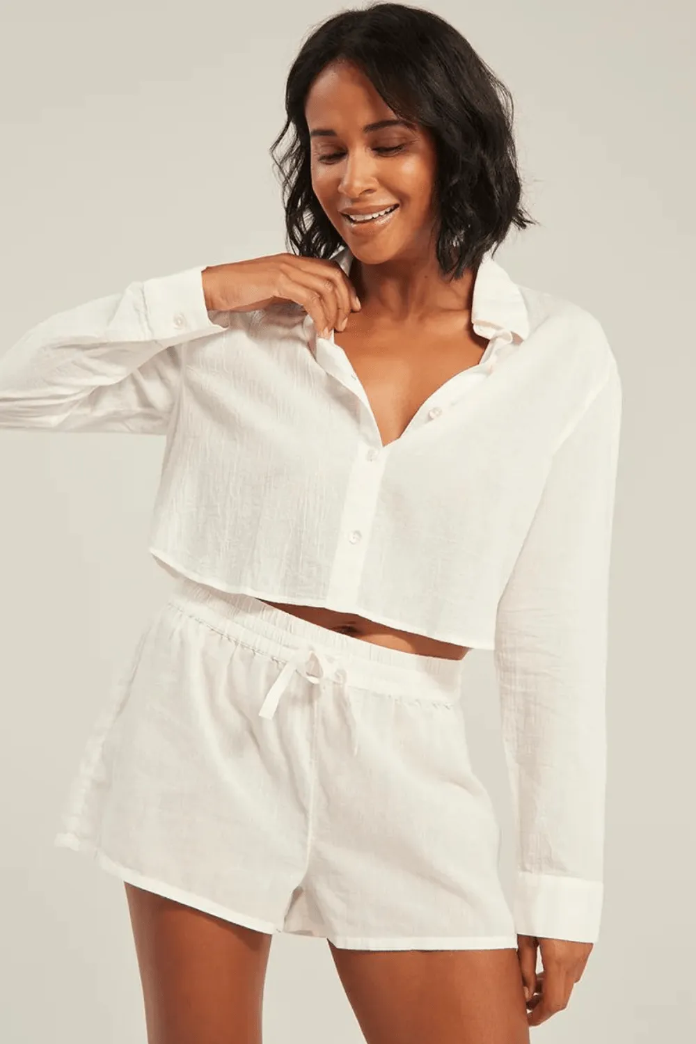 Organic Cotton Cropped PJ Shirt