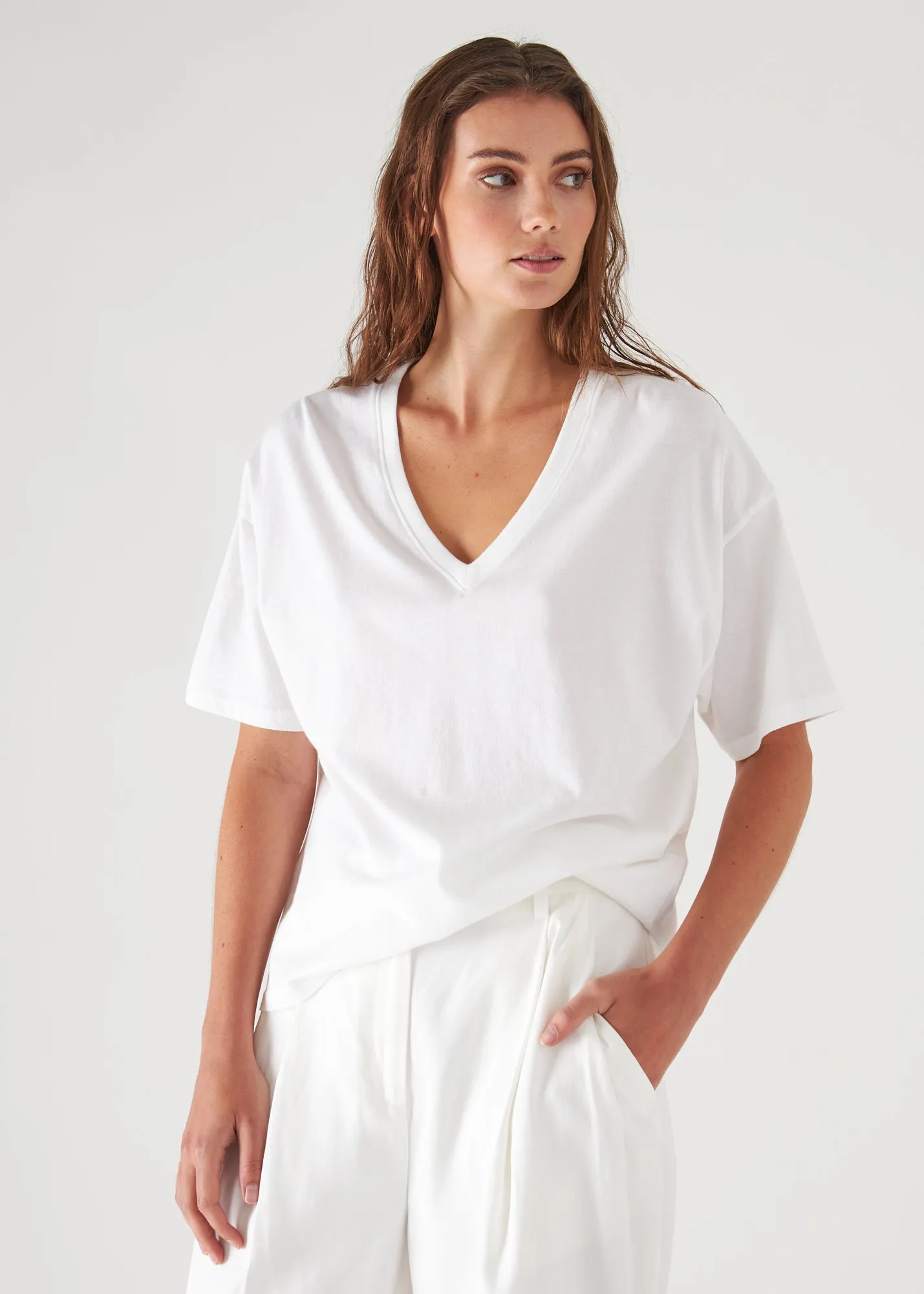 ORGANIC PIMA COTTON OVERSIZED V-NECK