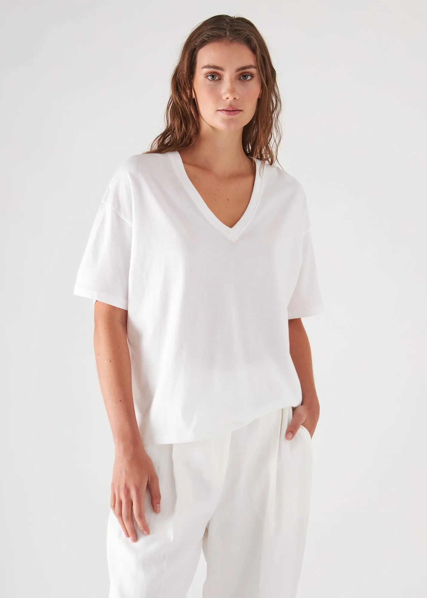 ORGANIC PIMA COTTON OVERSIZED V-NECK