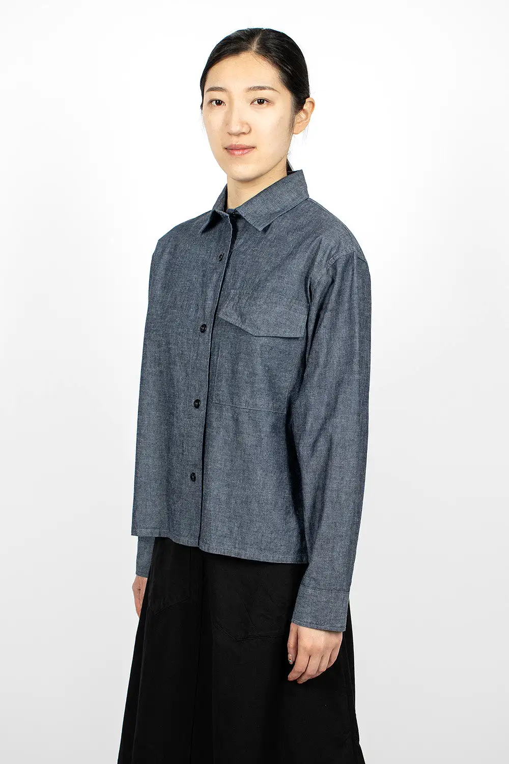 Patch Pocket Denim Canvas Shirt