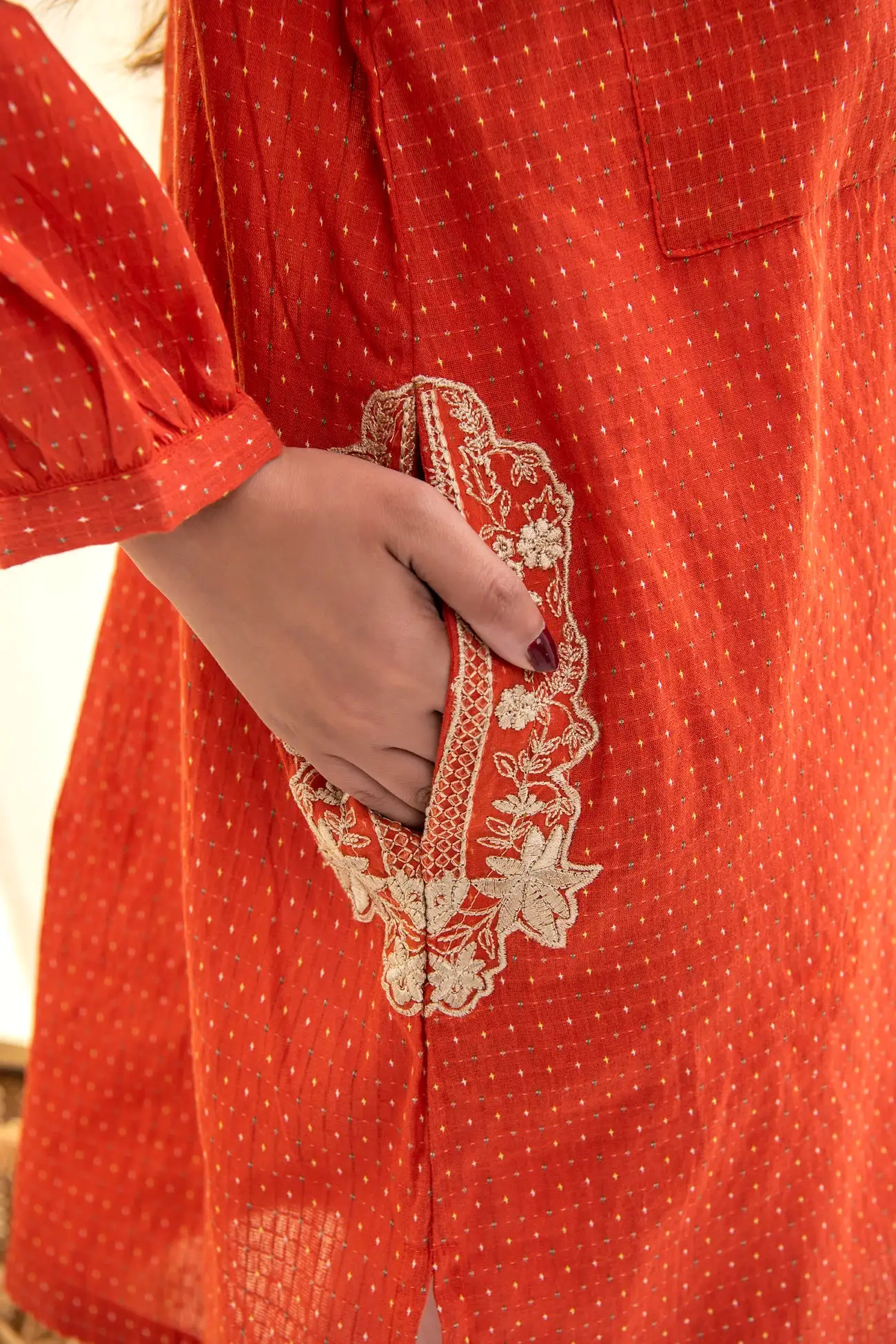 PATCH POCKET EMBROIDRED KURTA