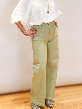 Patch Pocket Wide Leg - Light Sage