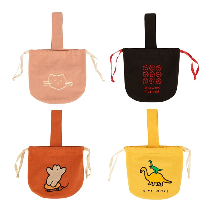 Pink Black Orange Yellow Drawstring Mini Totes Handbags Shoulder Purses Cute Girls Artists Design Female Casual Light Gifts Embr