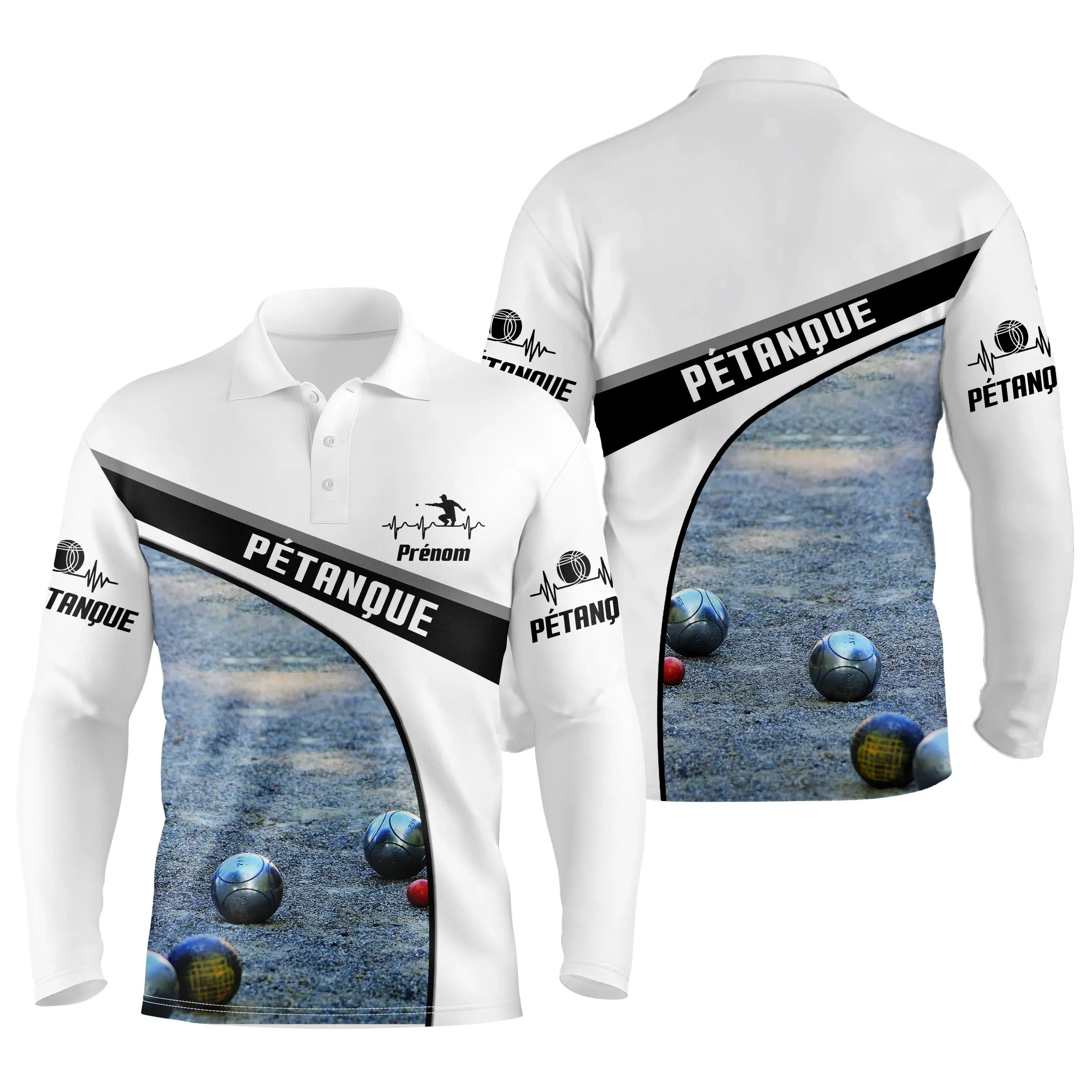 Polo Pétanque Personnalisé - Cadeau Bouliste Idéal - Motif Boules de Pétanque - CT08072310