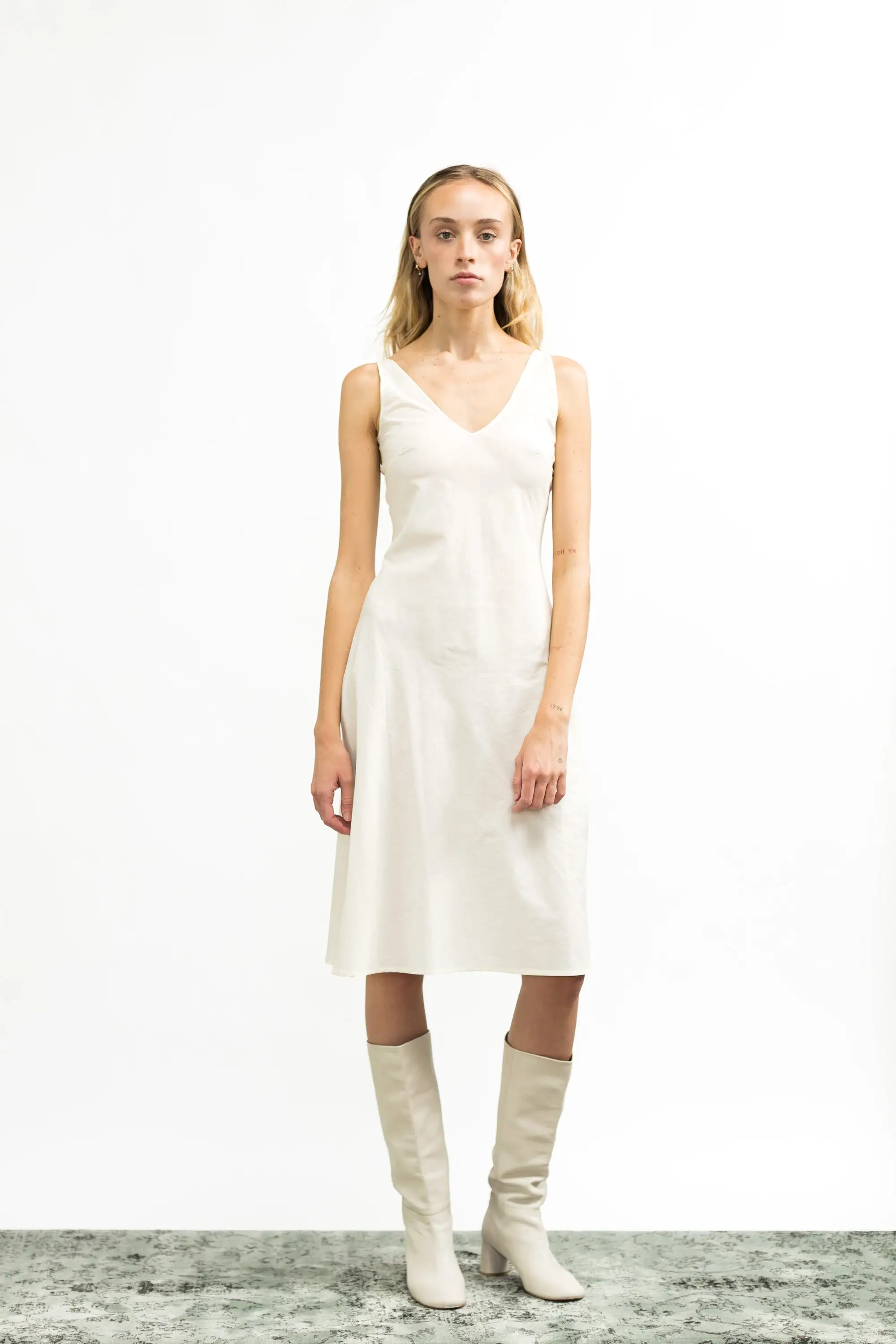 Portia Dress / Black + Milky White Broderie Anglaise Cotton