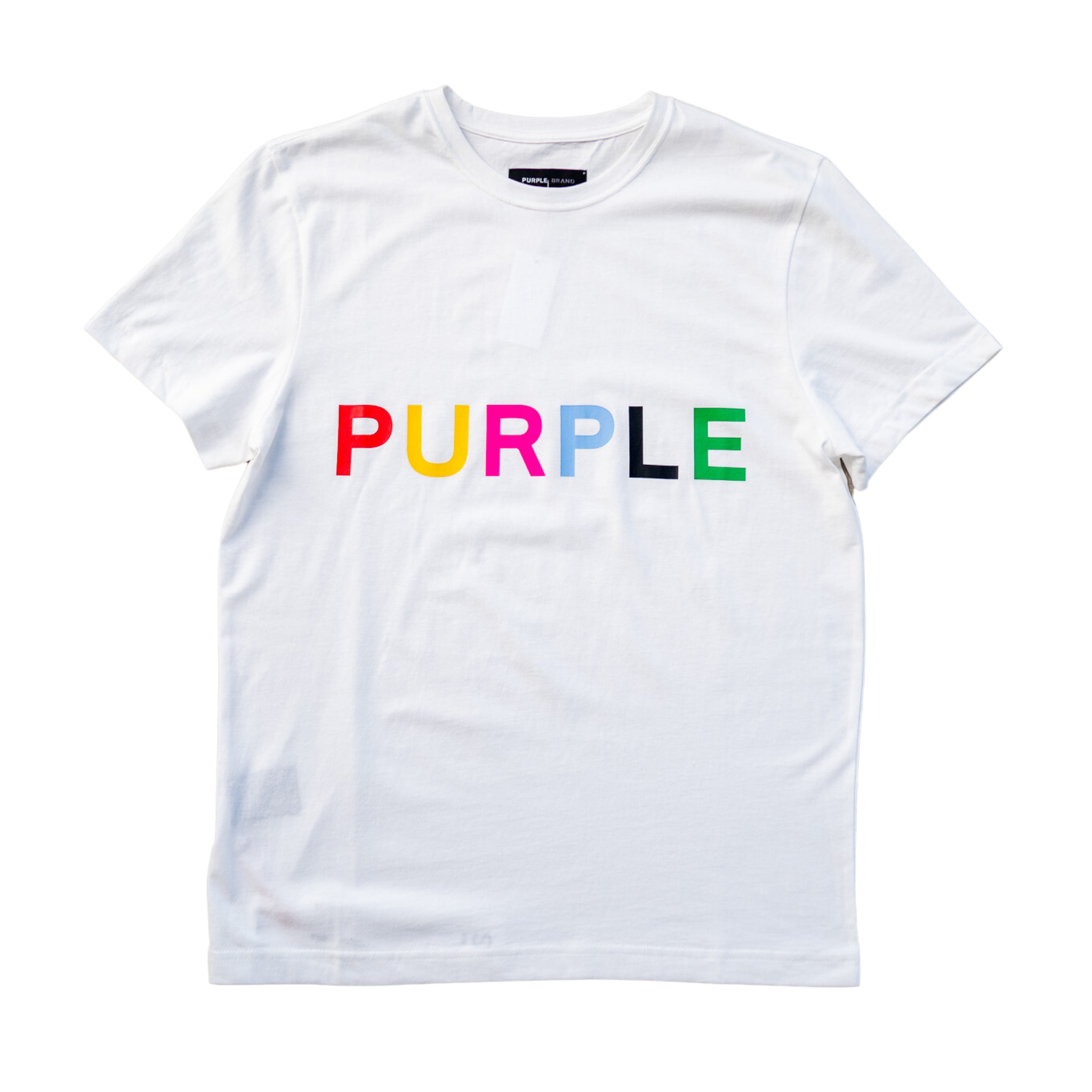 Purple Brand Multi Color Text T-shirt (White)