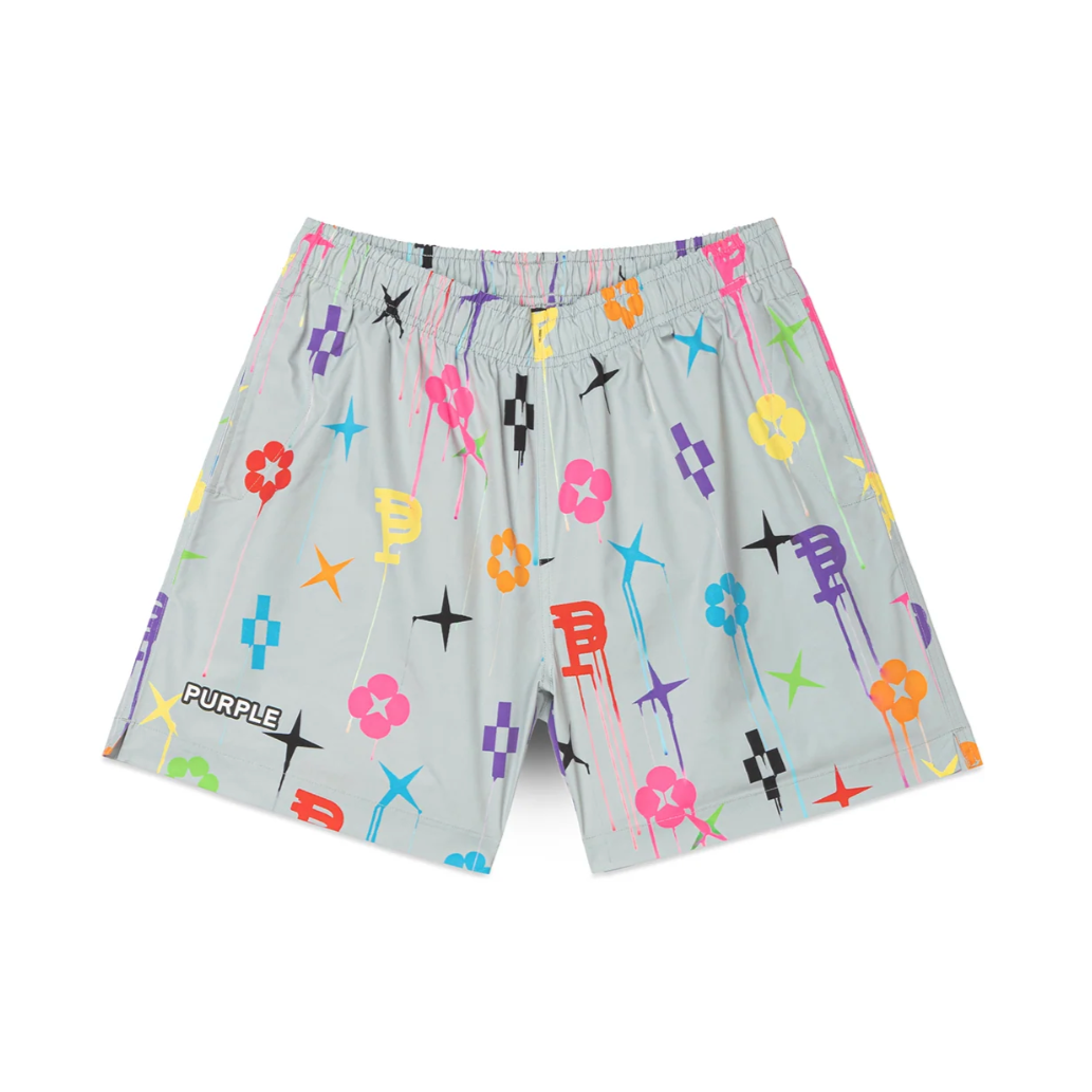 Purple Brand Painted Monogram All Around Shorts (Multi)