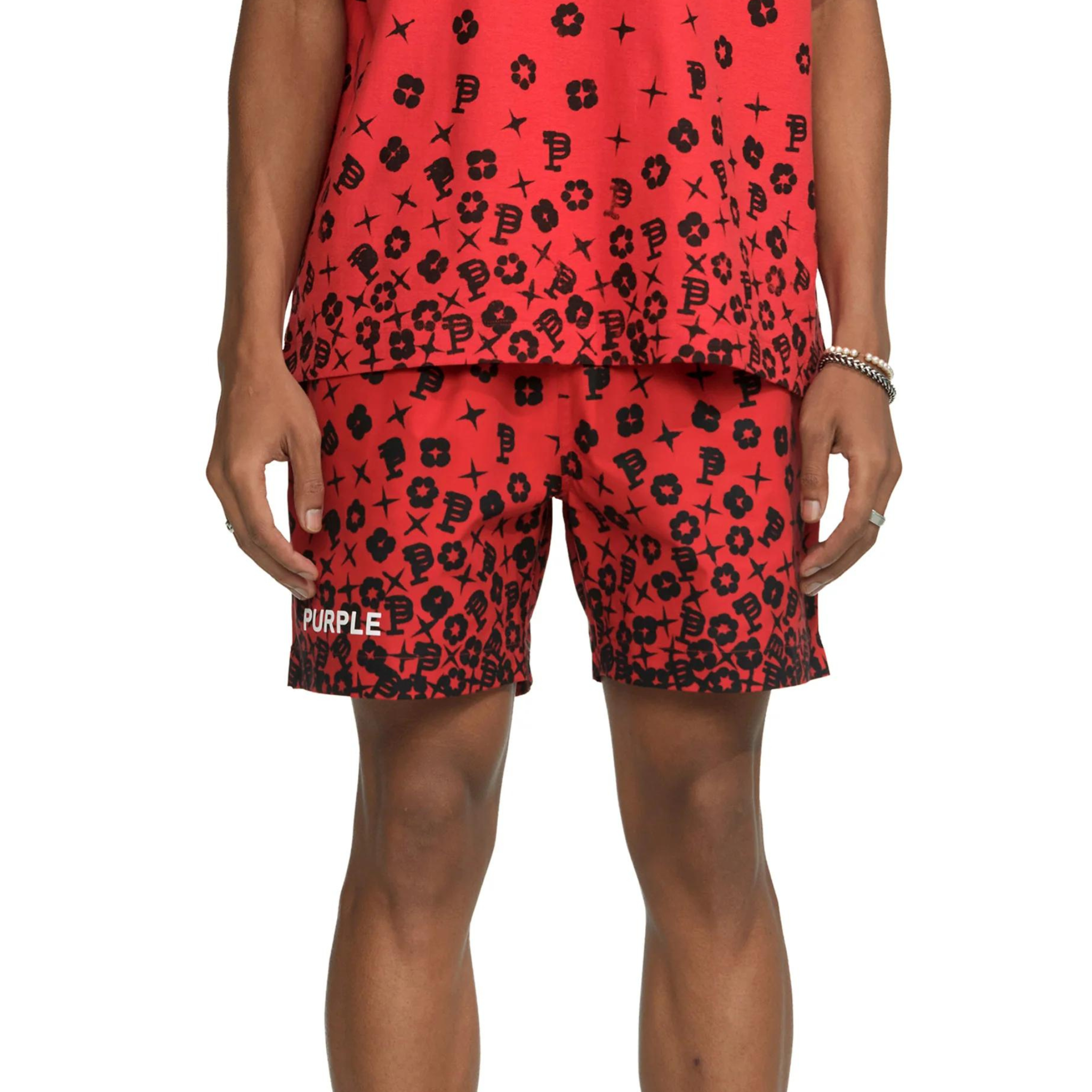 Purple Brand Scattered Monogram All-Around Short (High Risk Red)